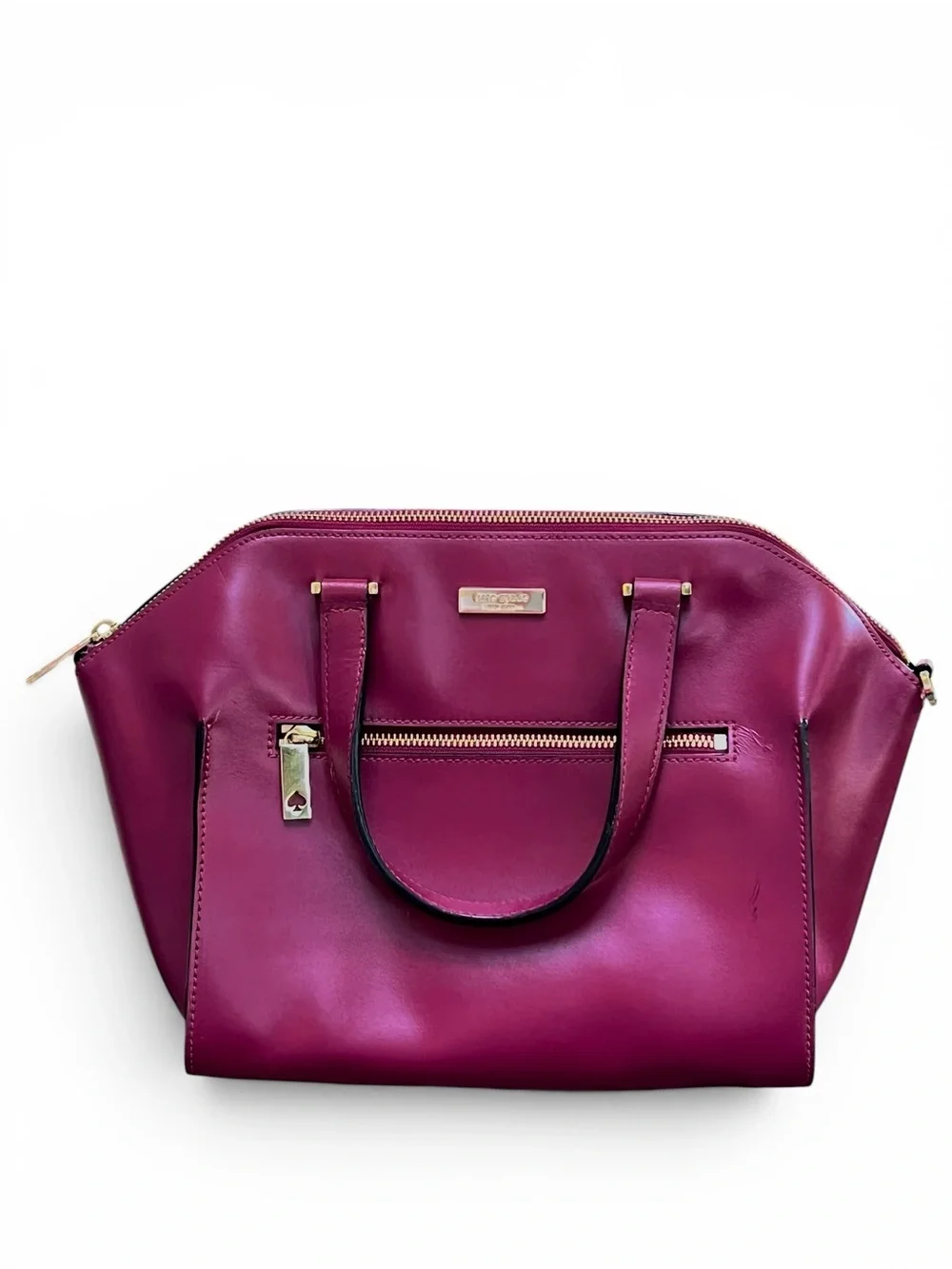 Kate Spade Savannah Parliament Square Leather Satchel Handbag Red Plum WKRU3115